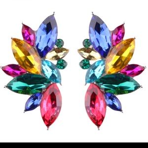 Hand Made Rainbow Colored Crystal Earring